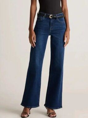 Quince Bella Stretch Wide Leg Jeans Midnight Blue Size 25 High-Rise